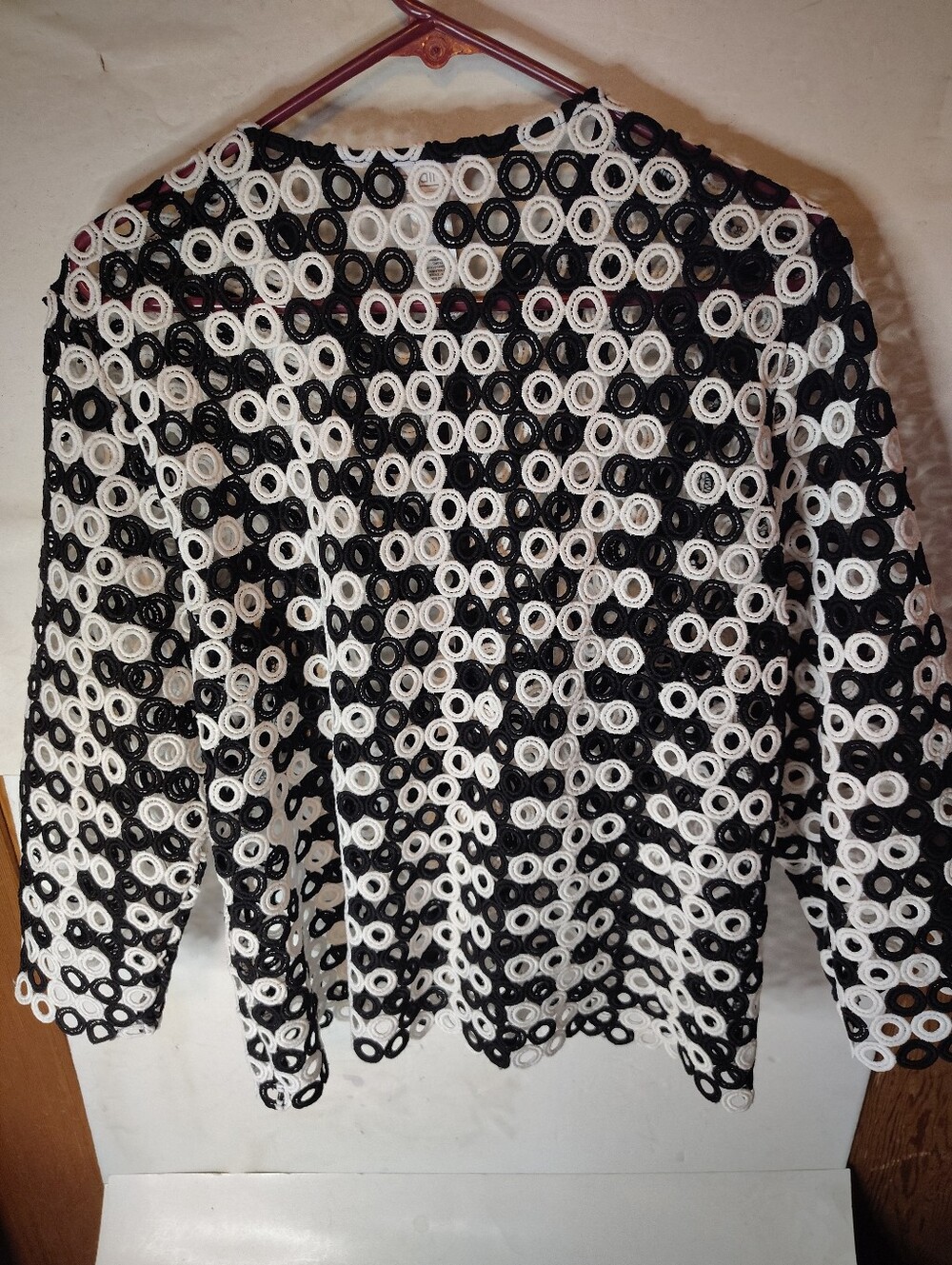 Chico's Black and White Crochet Circle Jacket Size 2 - Picture 3 of 3